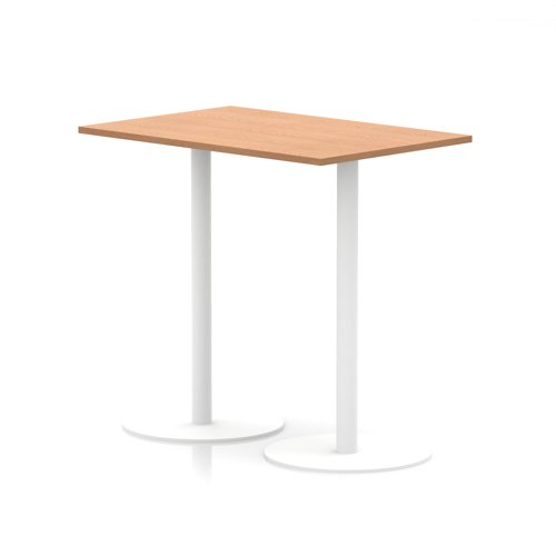 Italia 1200 x 800mm Poseur Rectangular Table Oak Top 1145mm High White Leg