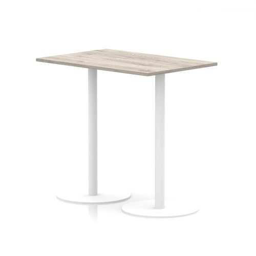 Italia 1200 x 800mm Poseur Rectangular Table Grey Oak Top 1145mm High White Leg