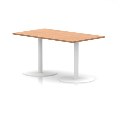 Italia 1400 x 800mm Poseur Rectangular Table Oak Top 720mm High White Leg