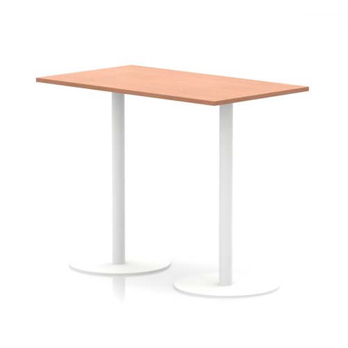 Italia 1400 x 800mm Poseur Rectangular Table Beech Top 1145mm High White Leg