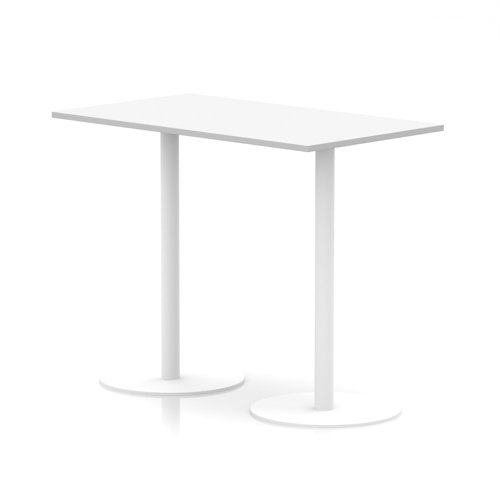 Italia 1400 x 800mm Poseur Rectangular Table White Top 1145mm High White Leg