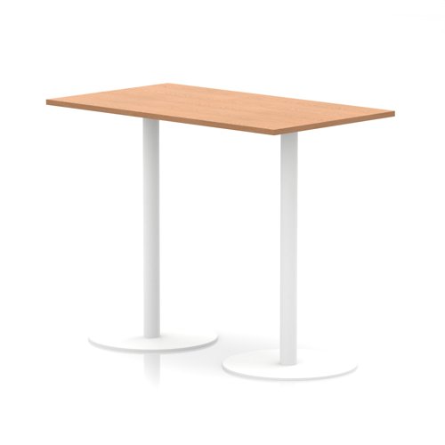 Italia 1400 x 800mm Poseur Rectangular Table Oak Top 1145mm High White Leg