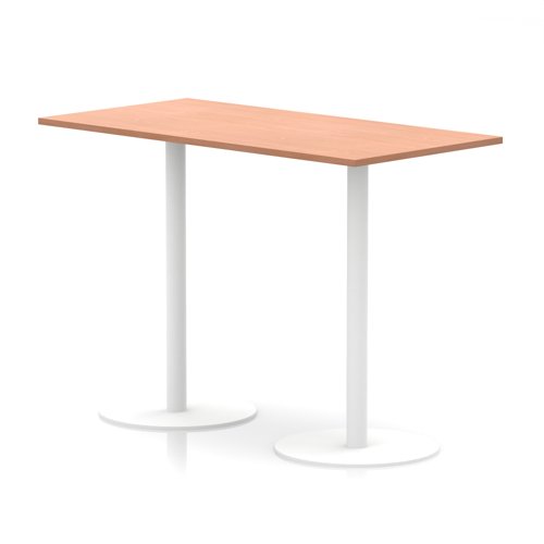 Italia 1600 x 800mm Poseur Rectangular Table Beech Top 1145mm High White Leg