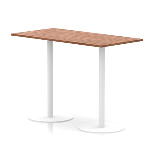 Italia 1600 x 800mm Poseur Rectangular Table Walnut Top 1145mm High White Leg