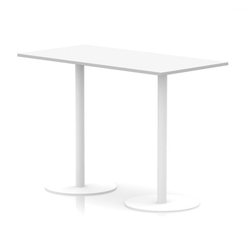 Italia 1600 x 800mm Poseur Rectangular Table White Top 1145mm High White Leg