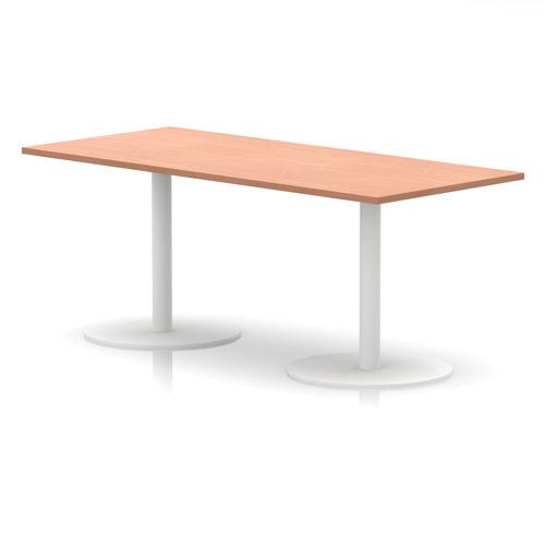 Italia 1800 x 800mm Poseur Rectangular Table Beech Top 720mm High White Leg