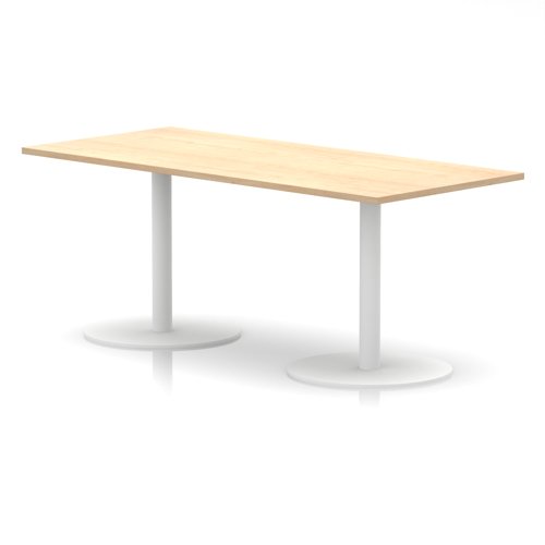 Italia 1800 x 800mm Poseur Rectangular Table Maple Top 720mm High White Leg