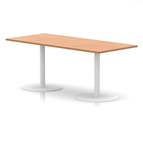 Italia 1800 x 800mm Poseur Rectangular Table Oak Top 720mm High White Leg