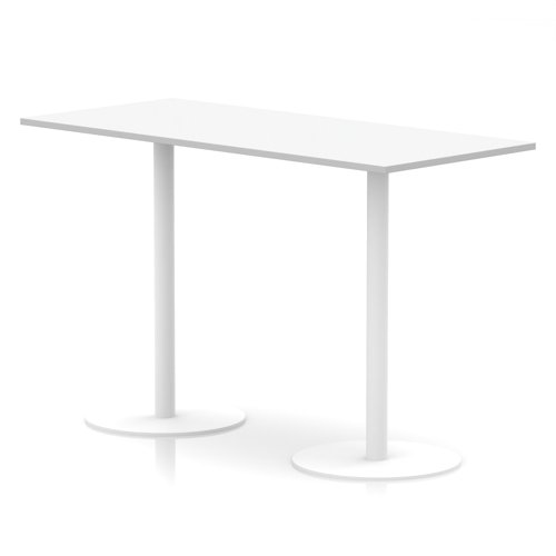Italia 1800 x 800mm Poseur Rectangular Table White Top 1145mm High White Leg