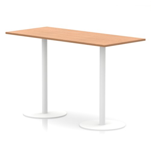 Italia 1800 x 800mm Poseur Rectangular Table Oak Top 1145mm High White Leg
