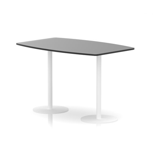 Italia 1800mm Poseur High Gloss Table Black Top 1145mm High White Leg