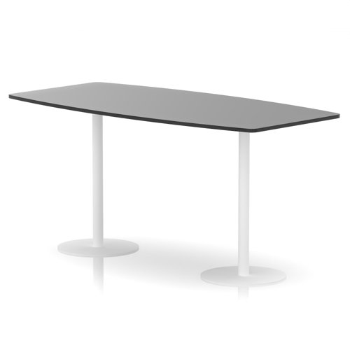 Italia 2400mm Poseur High Gloss Table Black Top 1145mm High White Leg
