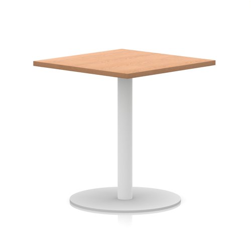 Italia 800mm Poseur Square Table Oak Top 720mm High White Leg