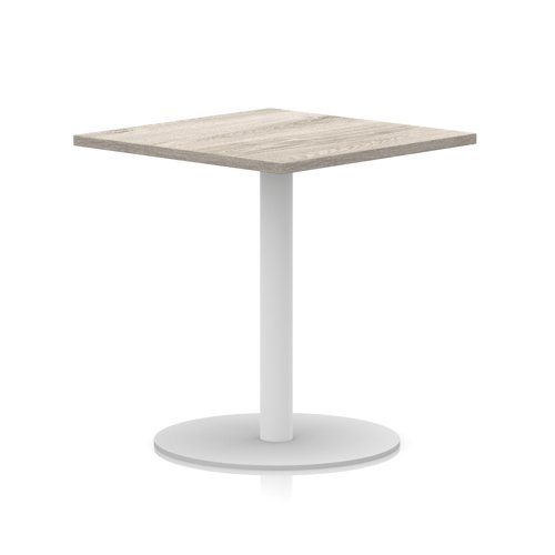 Italia 800mm Poseur Square Table Grey Oak Top 720mm High White Leg