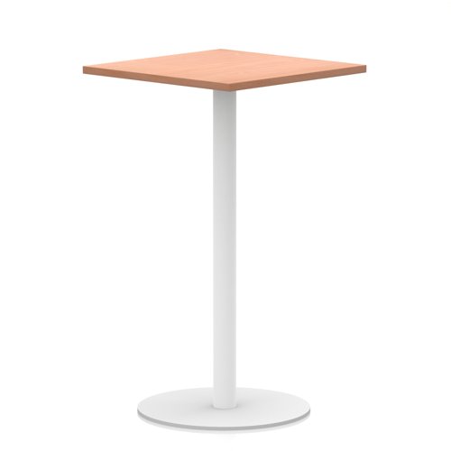 Italia 800mm Poseur Square Table Beech Top 1145mm High White Leg