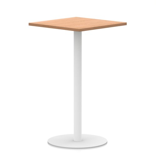 Italia 800mm Poseur Square Table Oak Top 1145mm High White Leg