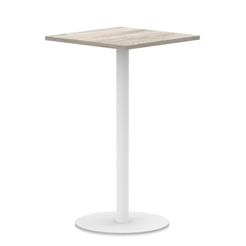 Italia 800mm Poseur Square Table Grey Oak Top 1145mm High White Leg