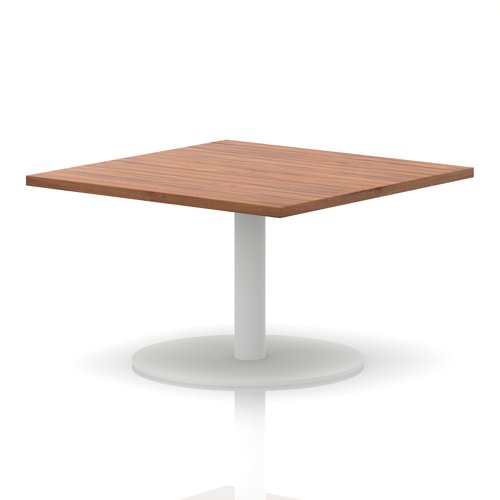 Italia 1000mm Square Coffee Table Walnut Top 475mm High White Leg