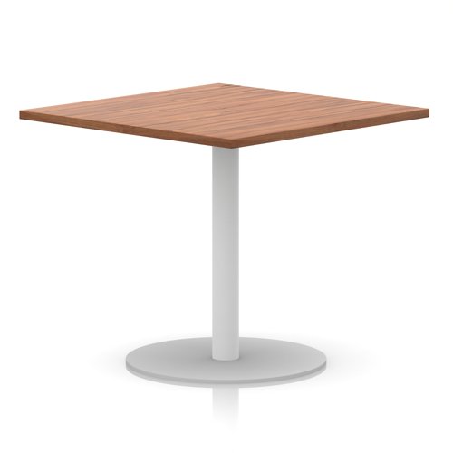 Italia 1000mm Poseur Square Table Walnut Top 720mm High White Leg