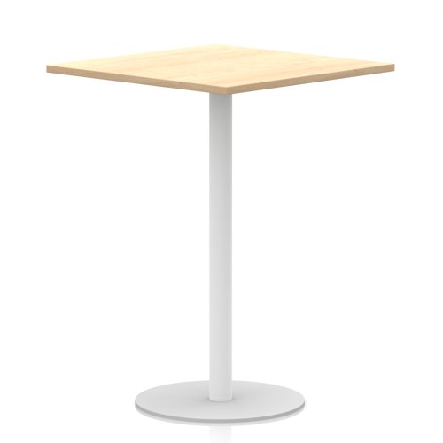Italia 1000mm Poseur Square Table Maple Top 1145mm High White Leg