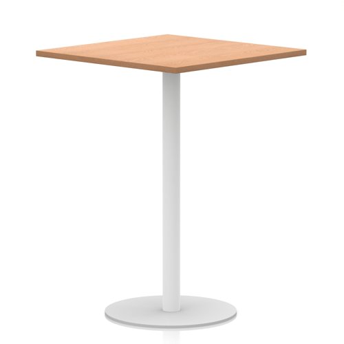 Italia 1000mm Poseur Square Table Oak Top 1145mm High White Leg
