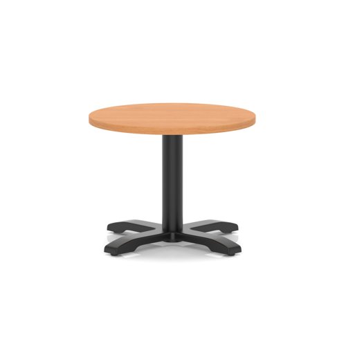 Italia 600mm Round Coffee Table Beech Top 495mm High Black Leg Cross Base