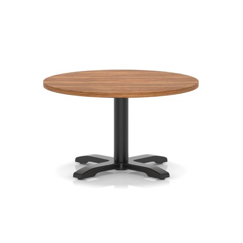 Italia 800mm Round Coffee Table Walnut Top 495mm High Black Leg Cross Base