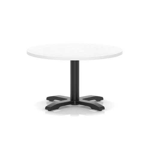 Italia 800mm Round Coffee Table White Top 495mm High Black Leg Cross Base