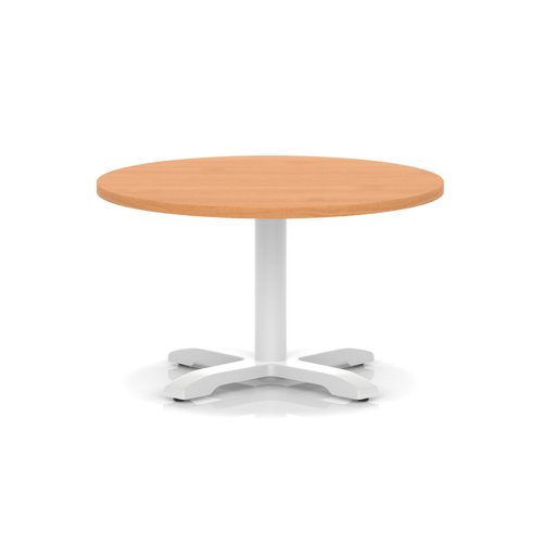 Italia 800mm Round Coffee Table Beech Top 495mm High White Leg Cross Base