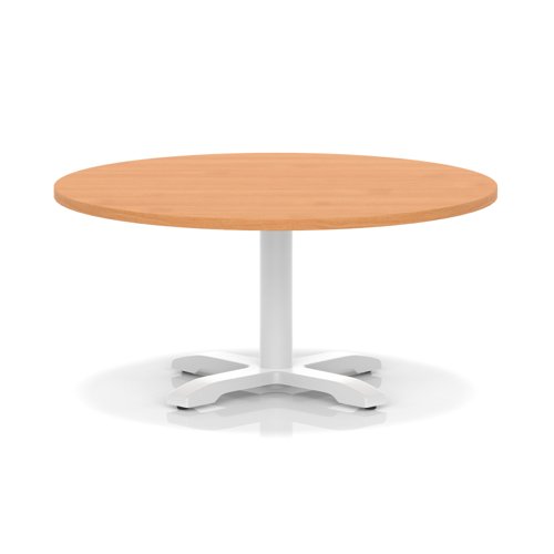 Italia 1000mm Round Coffee Table Beech Top 495mm High White Leg Cross Base