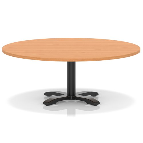 Italia 1200mm Round Coffee Table Beech Top 495mm High Black Leg Cross Base
