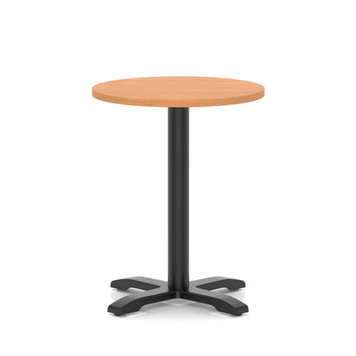 Italia 600mm Poseur Round Table Beech Top 750mm High Black Leg Cross Base