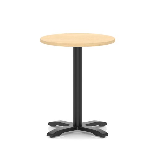 Italia 600mm Poseur Round Table Maple Top 750mm High Black Leg Cross Base