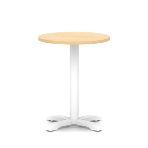Italia 600mm Poseur Round Table Maple Top 750mm High White Leg Cross Base