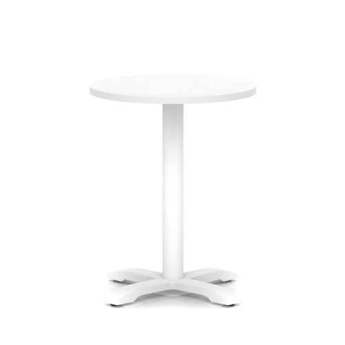 Italia 600mm Poseur Round Table White Top 750mm High White Leg Cross Base