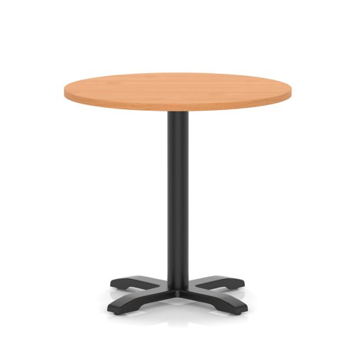 Italia 800mm Poseur Round Table Beech Top 750mm High Black Leg Cross Base