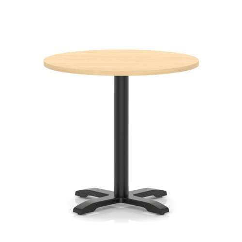 Italia 800mm Poseur Round Table Maple Top 750mm High Black Leg Cross Base