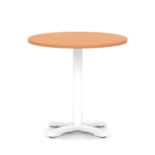 Italia 800mm Poseur Round Table Beech Top 750mm High White Leg Cross Base