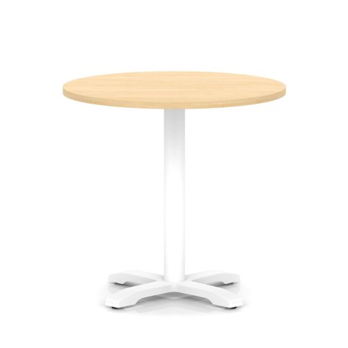 Italia 800mm Poseur Round Table Maple Top 750mm High White Leg Cross Base