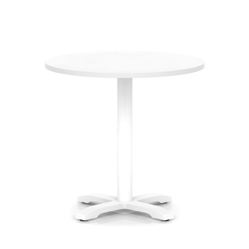 Italia 800mm Poseur Round Table White Top 750mm High White Leg Cross Base