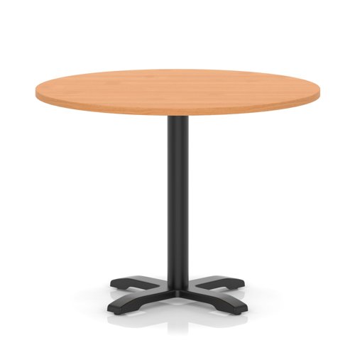 Italia 1000mm Poseur Round Table Beech Top 750mm High Black Leg Cross Base