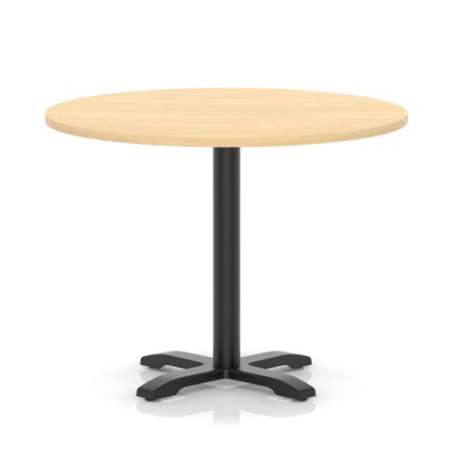 Italia 1000mm Poseur Round Table Maple Top 750mm High Black Leg Cross Base
