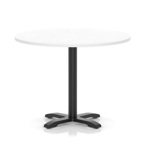 Italia 1000mm Poseur Round Table White Top 750mm High Black Leg Cross Base