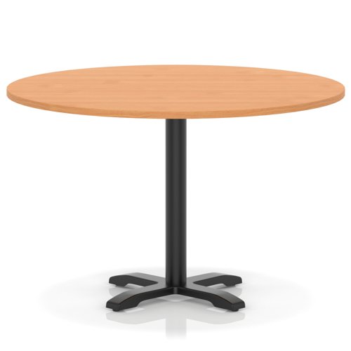 Italia 1200mm Poseur Round Table Beech Top 750mm High Black Leg Cross Base