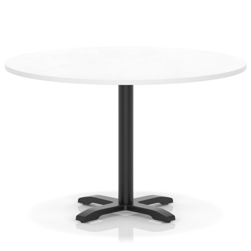 Italia 1200mm Poseur Round Table White Top 750mm High Black Leg Cross Base