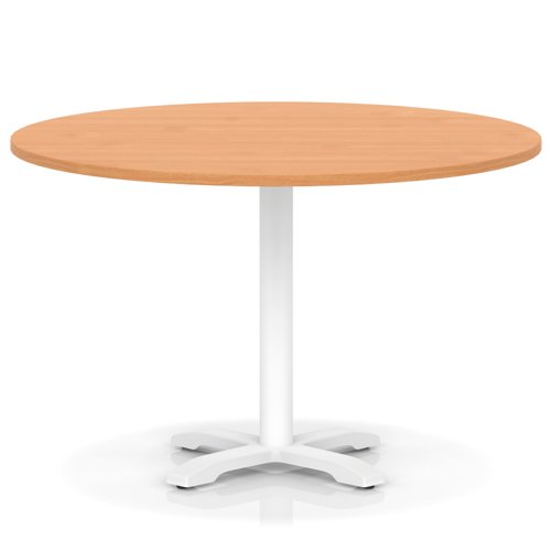 Italia 1200mm Poseur Round Table Beech Top 750mm High White Leg Cross Base