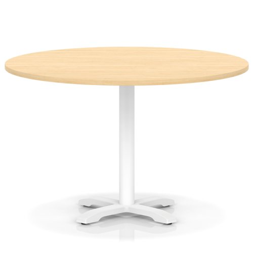 Italia 1200mm Poseur Round Table Maple Top 750mm High White Leg Cross Base