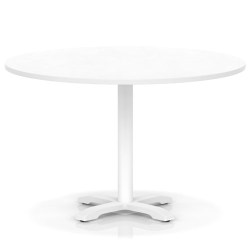 Italia 1200mm Poseur Round Table White Top 750mm High White Leg Cross Base