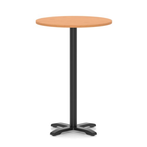Italia 800mm Poseur Round Table Beech Top 1170mm High Black Leg Cross Base