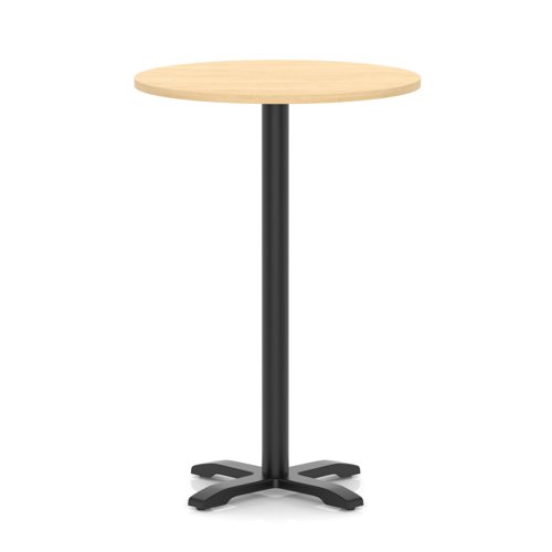 Italia 800mm Poseur Round Table Maple Top 1170mm High Black Leg Cross Base
